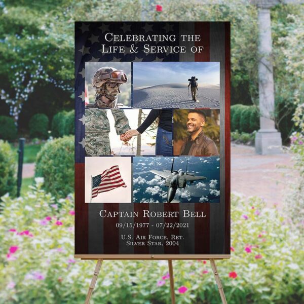 Patriotic Military Veteran Funeral Memory Board