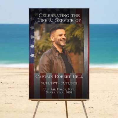 Funeral Welcome Sign: Patriotic Military Veteran