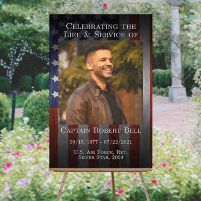 Patriotic Military Veteran Funeral Welcome Sign