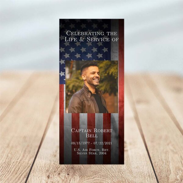 Patriotic Military Veteran One Page Funeral Program