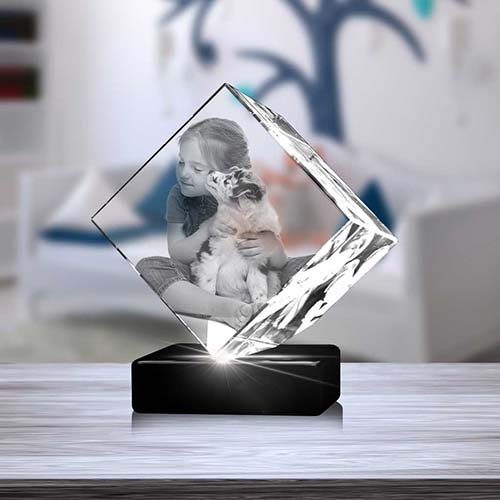 3D Memorial Crystal Photo