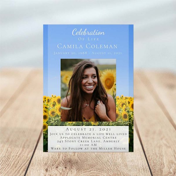 Sunflower Fields Funeral Invitation