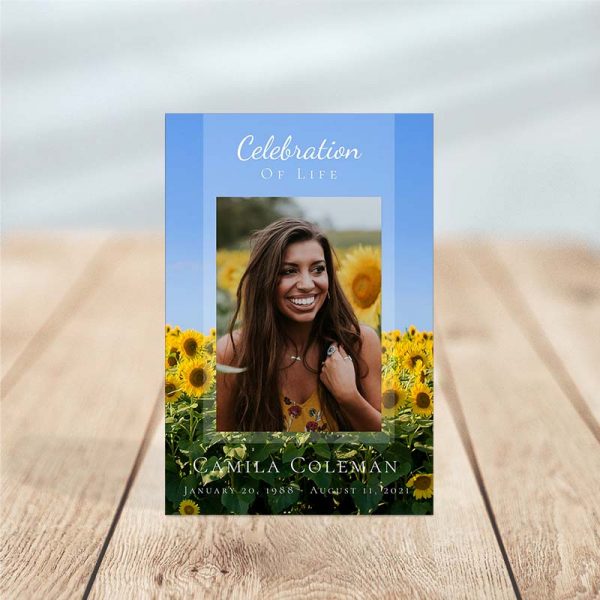 Sunflower Fields Funeral Prayer Card