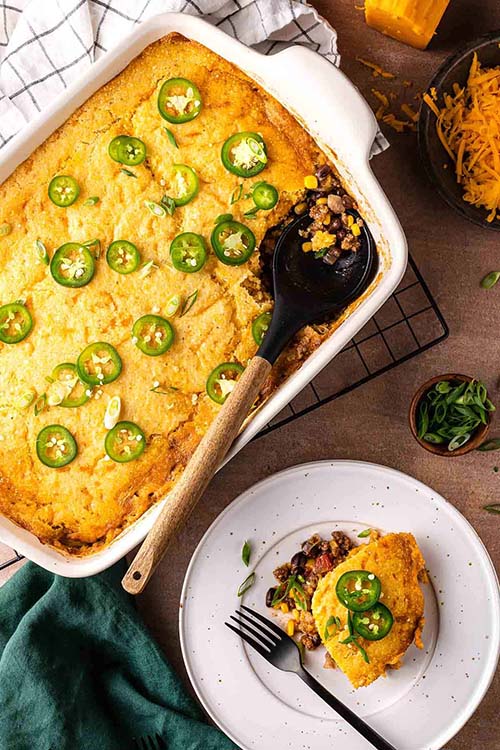 Cheesy Chili Cornbread Casserole