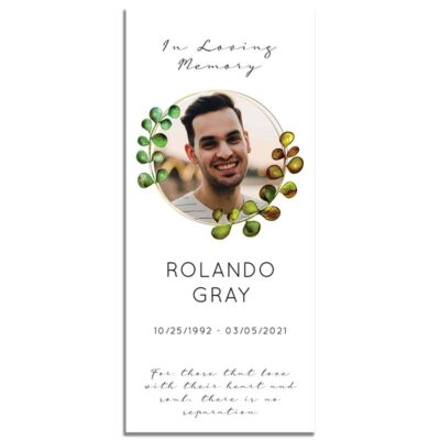 Eucalyptus Framed Simple One Page Funeral Program (Front Side)
