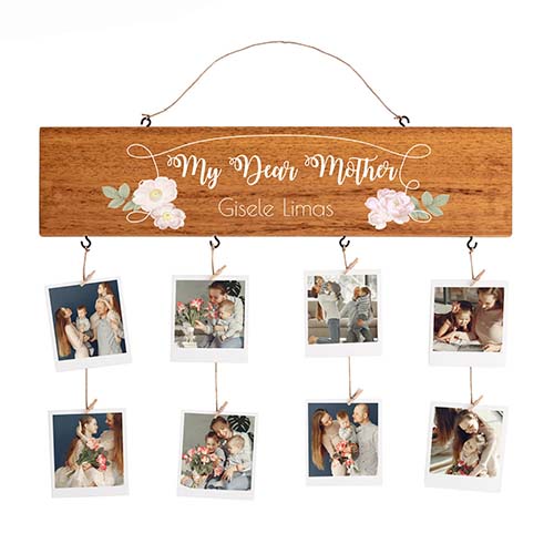 Personalized Floral Photos Hanging Sign