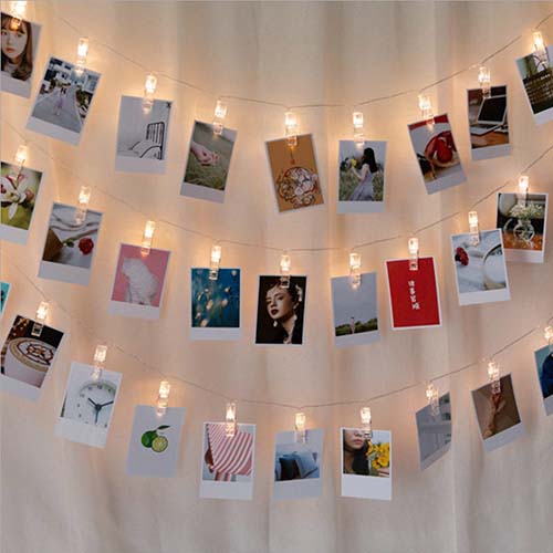 Memory Board Decoration Ideas: Fairy Light String Photo Clips