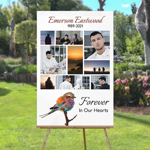 Tranquil Bird Funeral Memory Board