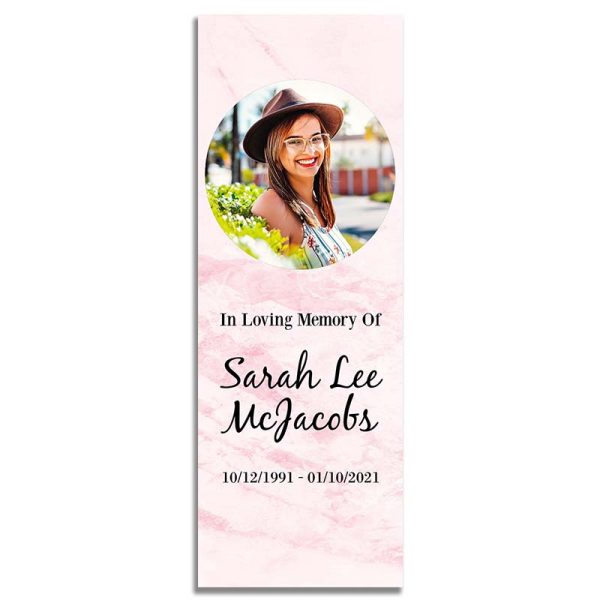 Funeral Products: Rose Marble Bookmark Keepsake (Front)