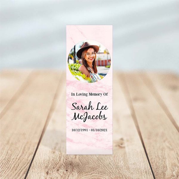 Lovely Rose Marble Funeral Bookmark (front)