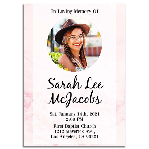 Funeral & Memorial Invitation Template: Lovely Rose Marble