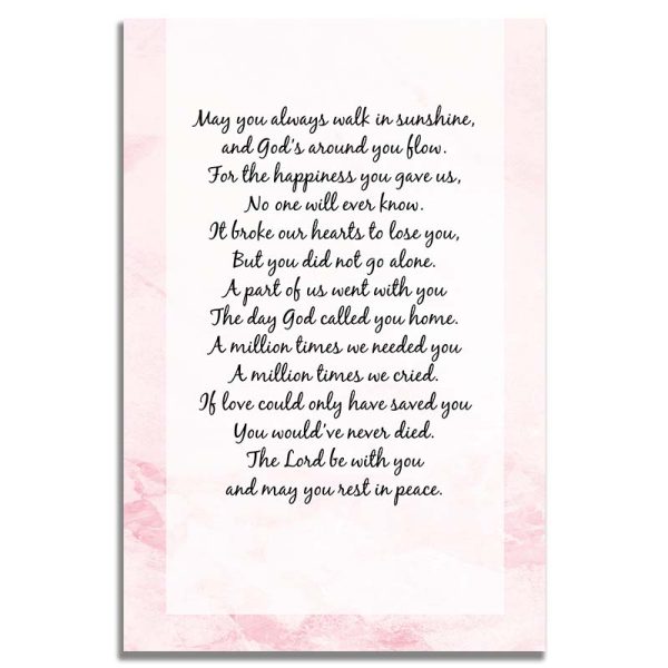 Back Side - Customizable Rose Marble Prayer Card