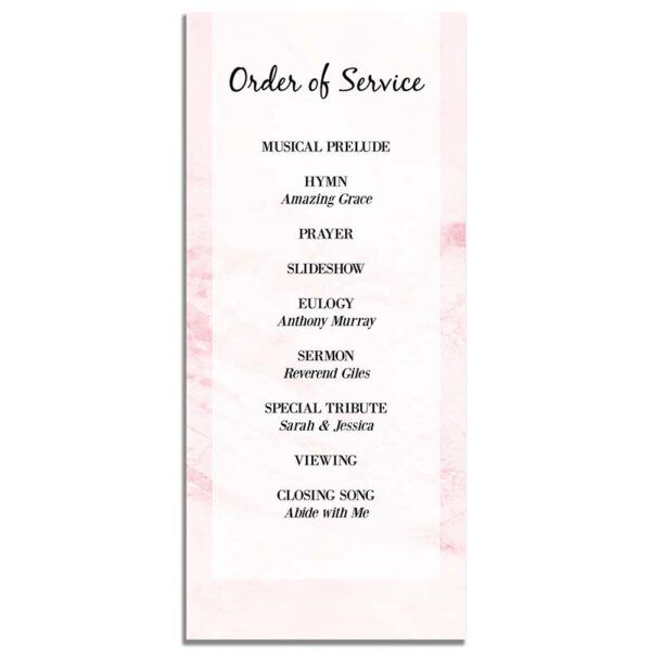 Back Side - Lovely Rose Marble One Page Funeral Program Template