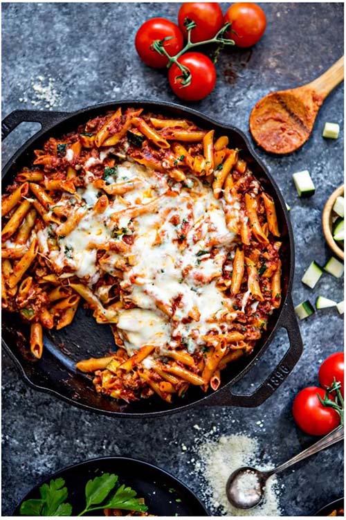 One Skillet Baked Ziti