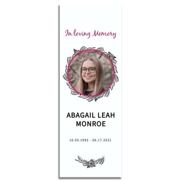 Customizable Vintage Framed Funeral Bookmark (front)