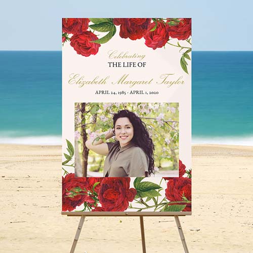 Vintage Rose Funeral Welcome Sign Templates