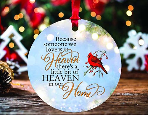 3 Piece Red Cardinal Christmas Ornaments Christmas in Heaven Ornaments Memorial Christmas Tree Decorations Wooden Heart Shaped Hanging Ornaments in Memory of Loved One for Tree Window Decor Present