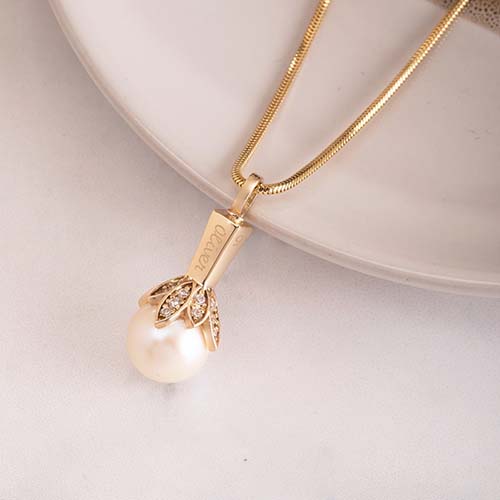 Genuine Diamond & Pearl Urn Necklace - Cremation Jewelry