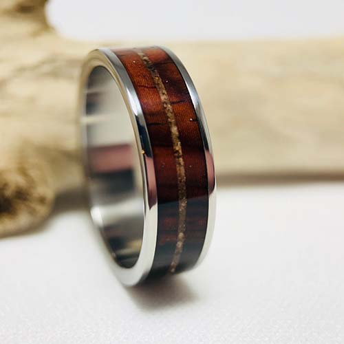 Cocobolo Inlay Cremation Ring - Cremation Jewelry