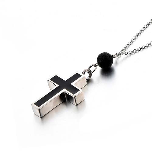 Cross Necklace With Aromatherapy Bead - Cremation Jewelry