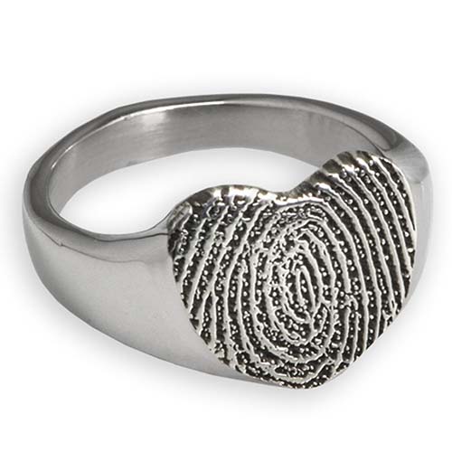 Fingerprint Heart Cremation Ring - Cremation Jewelry