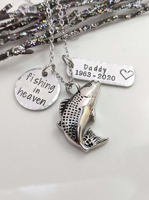Fishing in Heaven Necklace - Cremation Jewelry