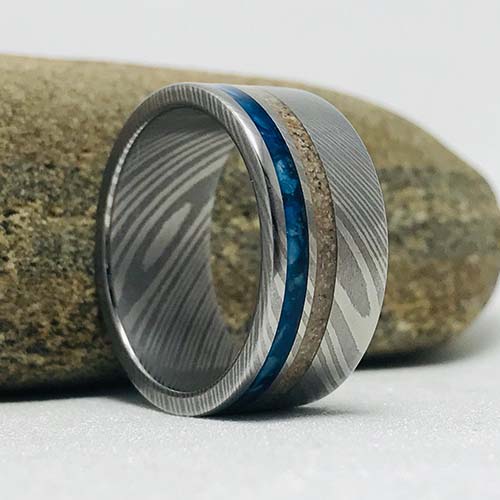 Oyster Shell Damascus Cremation Ring
