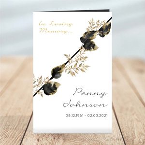 Golden Leaf - 4 Page Funeral Program Template - Temp Photo