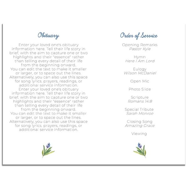 Inside Pages - Graceful Greens Funeral Program Template