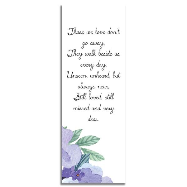 Back Side: Lavender Floral Cross Funeral Bookmark Template