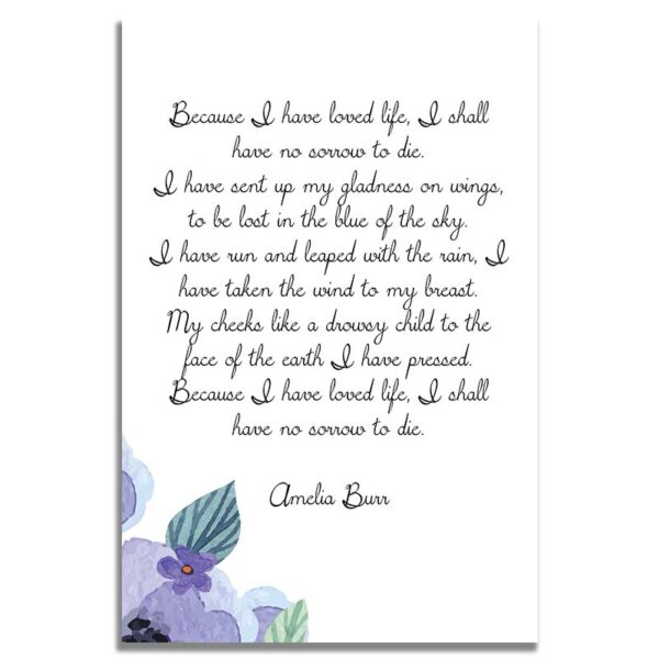 Back Side: Lavender Floral Cross Funeral Prayer Card