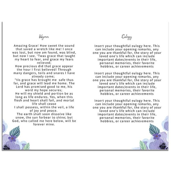 Page 2 - Lavender Floral Cross 8 Page Funeral Program Template