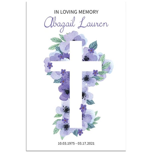 Lavender Floral Cross Funeral Welcome Board