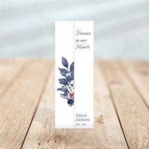 Purple & Rose Framed Funeral Bookmark - Temp Photo