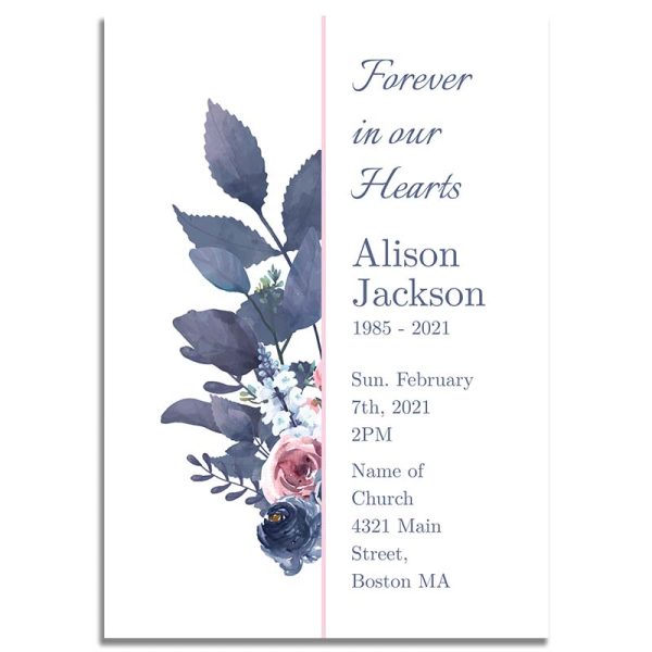 Customizable Purple & Rose Framed Funeral Invitation