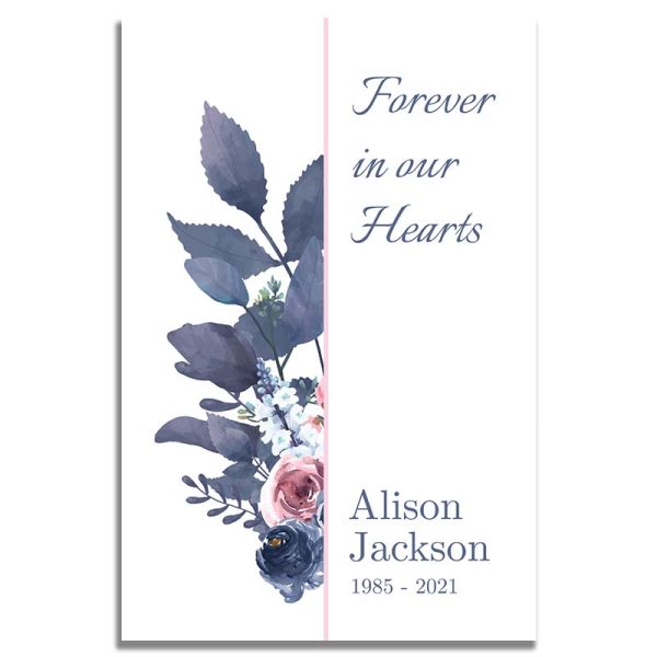 Front Side - Purple & Rose Framed Funeral Prayer Card