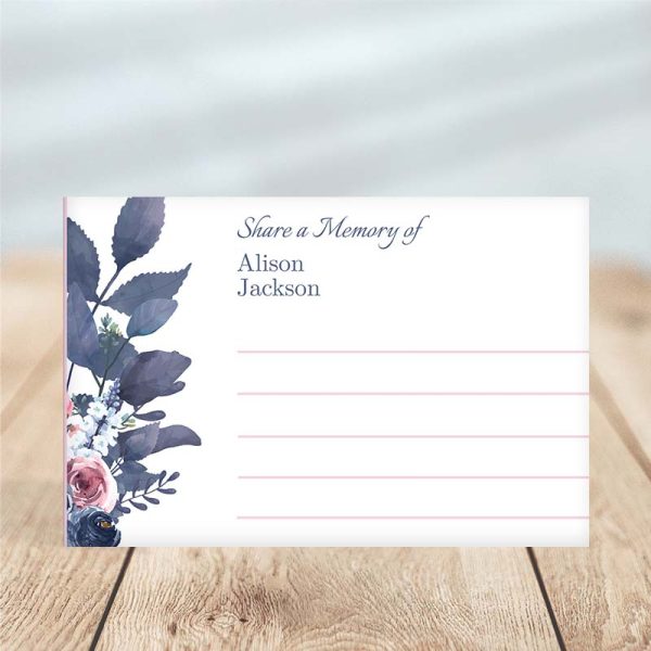 Purple & Rose Framed Share a Memory Funeral Card - Temp Photo