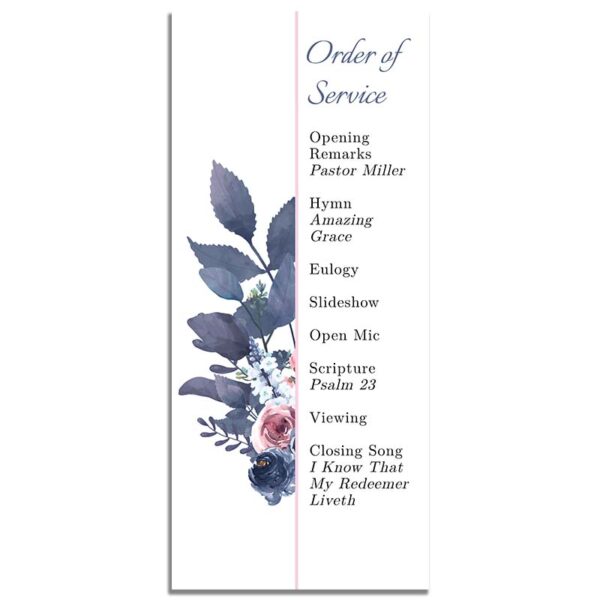 Back Side - Purple & Rose Framed Simple One Page Funeral Program