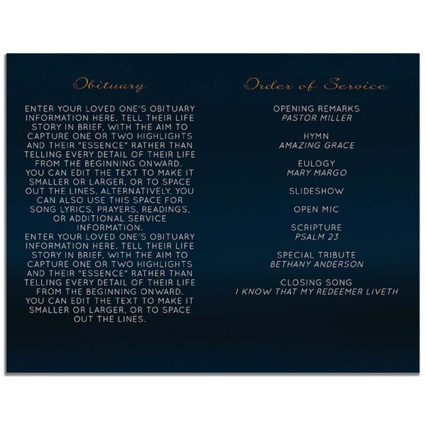 Imperial Blue Funeral Program Template