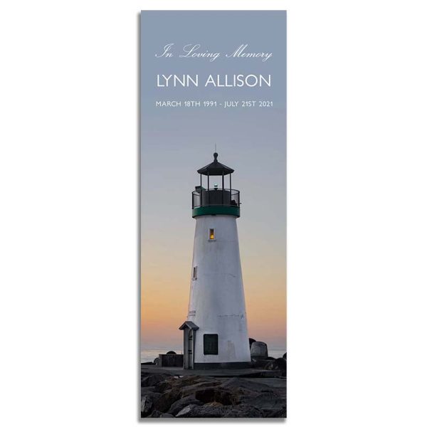 Lighthouse Funeral Bookmark Template: Front Side
