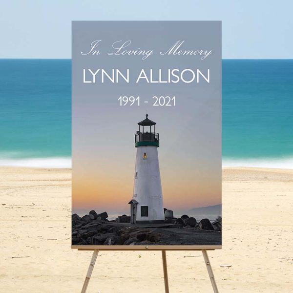 Lighthouse Funeral Welcome Sign - Beach Photo