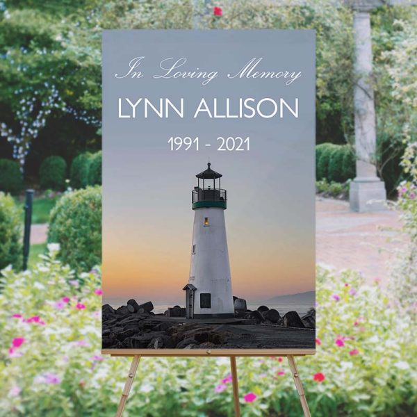 Lighthouse Funeral Welcome Sign - Garden Photo