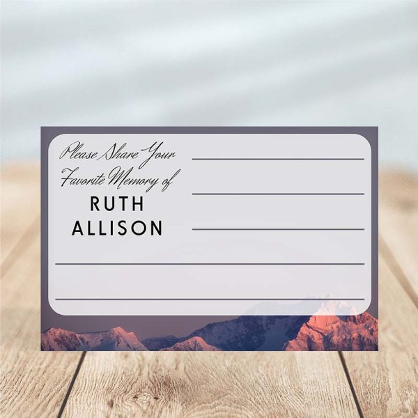 Mountain View Share a Memory Funeral Card Template - Main Photo