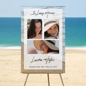 Oceanfront Funeral Memory Board - Beach Photo