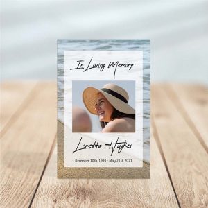 Oceanfront Funeral Prayer Card Template - Product Photo