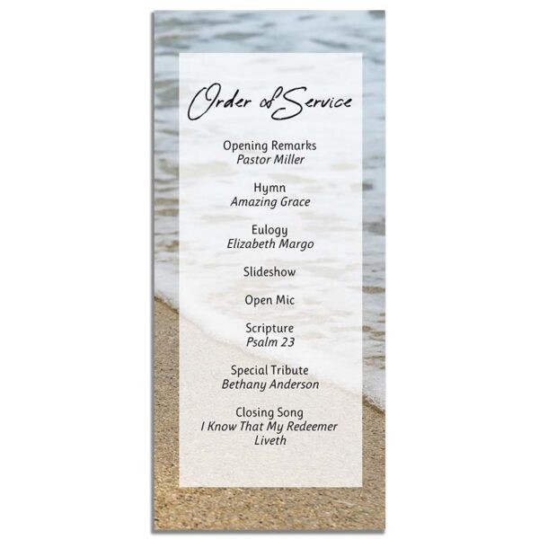 Back Side - Oceanfront One Page Funeral Program Designs