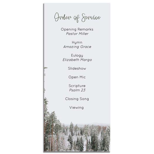 Back Side - Snowy Evening Simple One Page Funeral Program