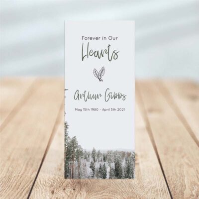 One Page Funeral Program - Snowy Evening