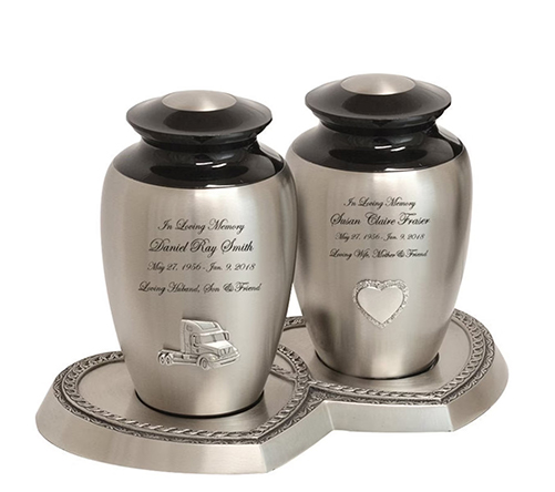 custom double pewter companion urns