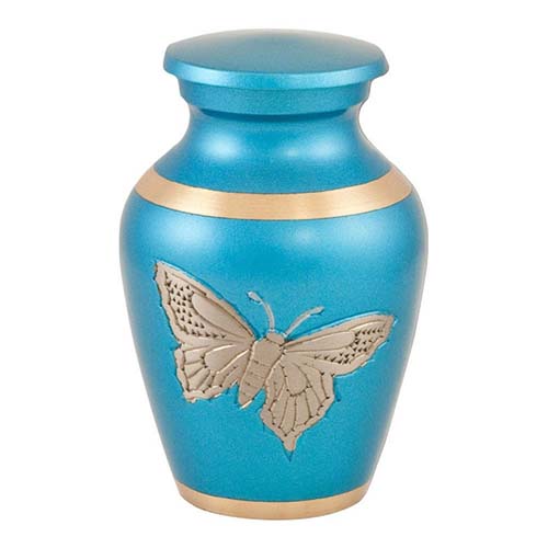 Butterfly Urns - Blue Brass & Butterflies